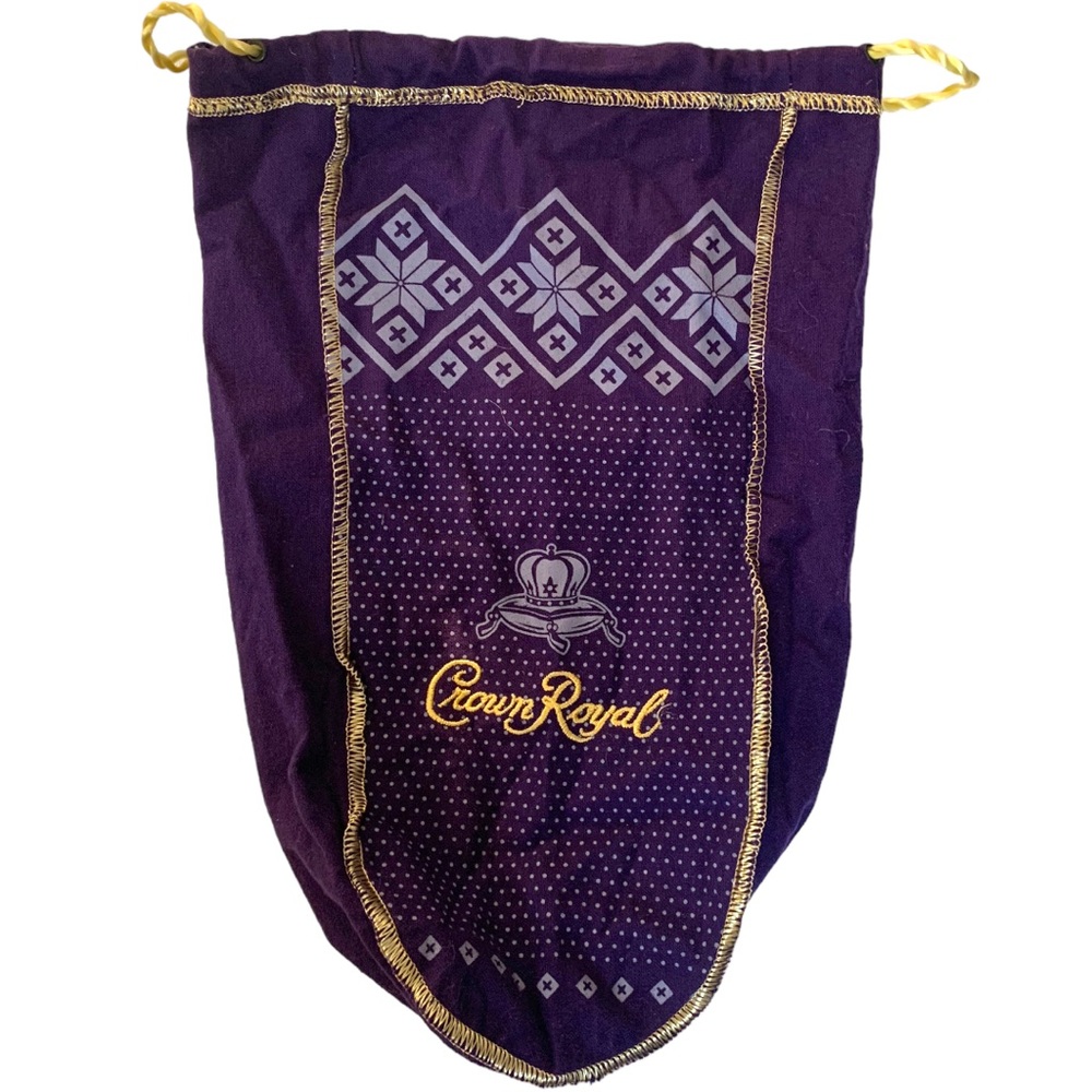 Crown Royal LG Purple Fabric Drawstring Bag Collectible with Gold Stitch